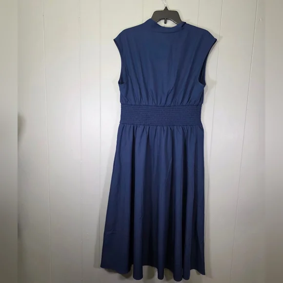 Wenrine Navy Blue Summer Smocked Dress Size XL - Picture 5 of 12